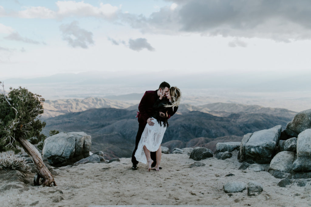 Jeremy and Alyssa share a moment with a view of Joshua Tree National Park.